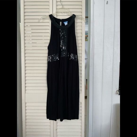 U Knit Black sequin sleeveless dress - Picture 1 of 5